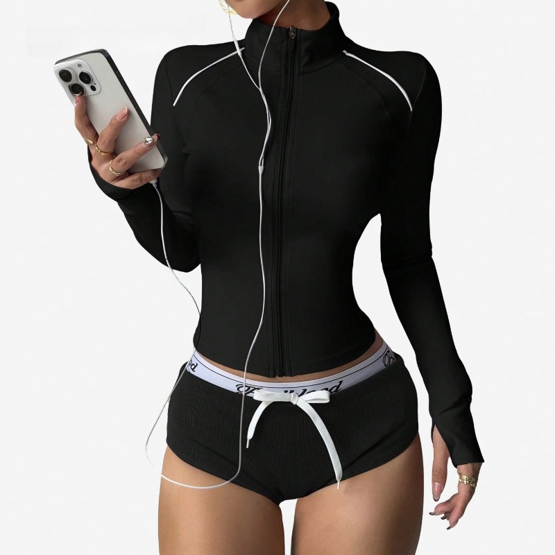 Winter Yoga Clothing - Women's Yoga Jacket Color Block Zip