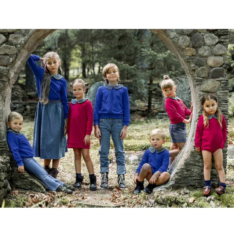 Winter Clothing For Baby Girl - Ali Plus Aw25 Denim Collar Sweater