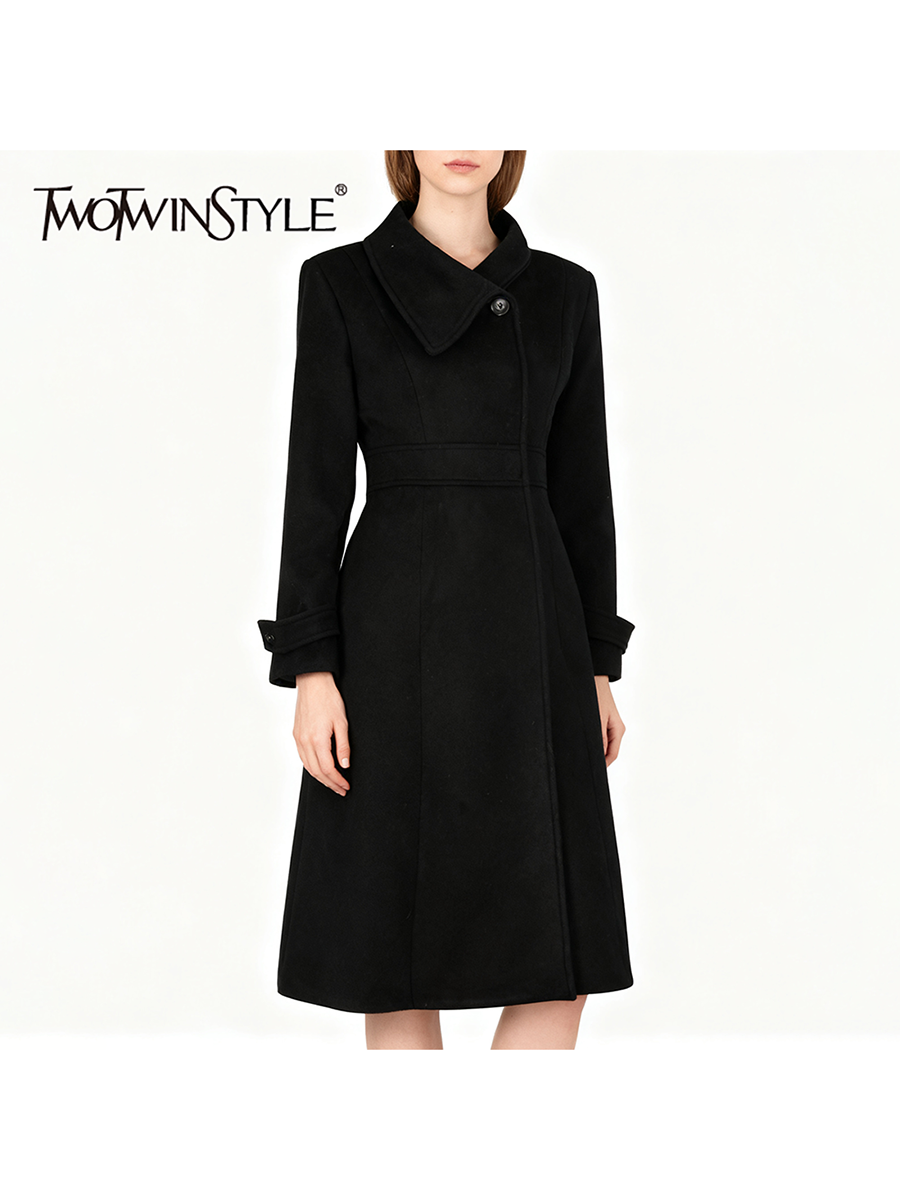 Winter Clothing Line - TWOTWINSTYLE Slimming Spliced Buttons Minimalist Coats