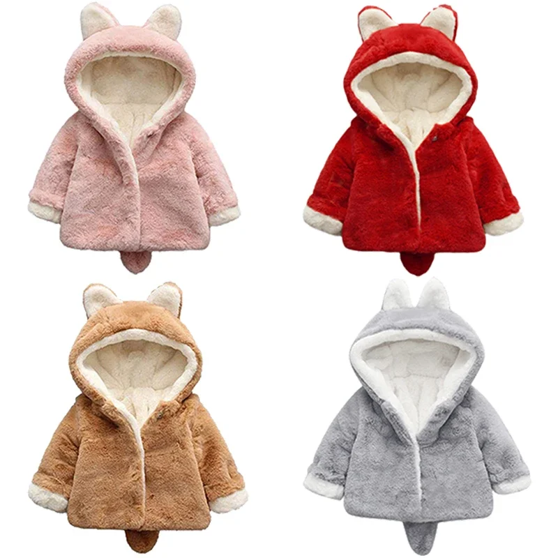 Cute Cat Ears Plush Baby Jacke - огляд і ціна Winter Clothing For Baby Girl